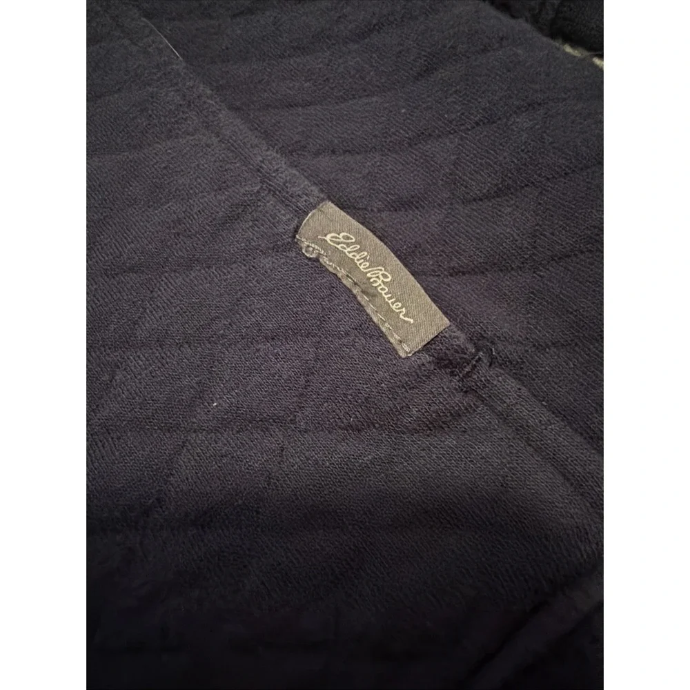 Eddie Bauer Men's  Quarter Snap Mock Quilted Pullover Navy Blue L Front Pocket